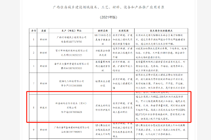 廣西住房城鄉(xiāng)建設(shè)領(lǐng)域技術(shù)、工藝、材料、設(shè)備和產(chǎn)品推廣應(yīng)用目錄